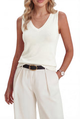 Arach&Cloz Women's Wool Blend Slim Fit Double V-Neck Vest (2026)