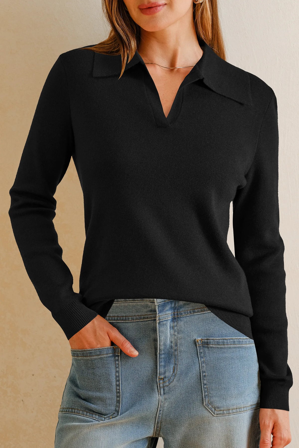 Arach&Cloz Wool-Blend Collared Pullover — product image 1
