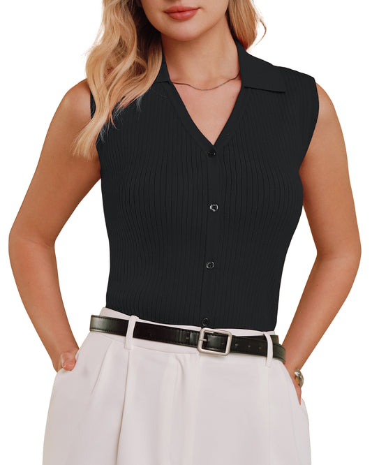 Women's Slim Fit Button Down Fall Business Casual Tank Tops 2026