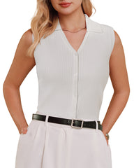 Women's Slim Fit Button Down Fall Business Casual Tank Tops 2026