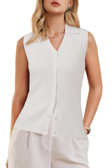 Women's Slim Fit Button Down Fall Business Casual Tank Tops 2026