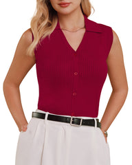 Women's Slim Fit Button Down Fall Business Casual Tank Tops 2026