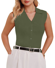 Women's Slim Fit Button Down Fall Business Casual Tank Tops 2026