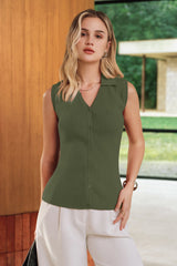 Women's Slim Fit Button Down Fall Business Casual Tank Tops 2026