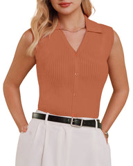 Women's Slim Fit Button Down Fall Business Casual Tank Tops 2026