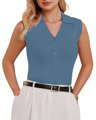 Women's Slim Fit Button Down Fall Business Casual Tank Tops 2026