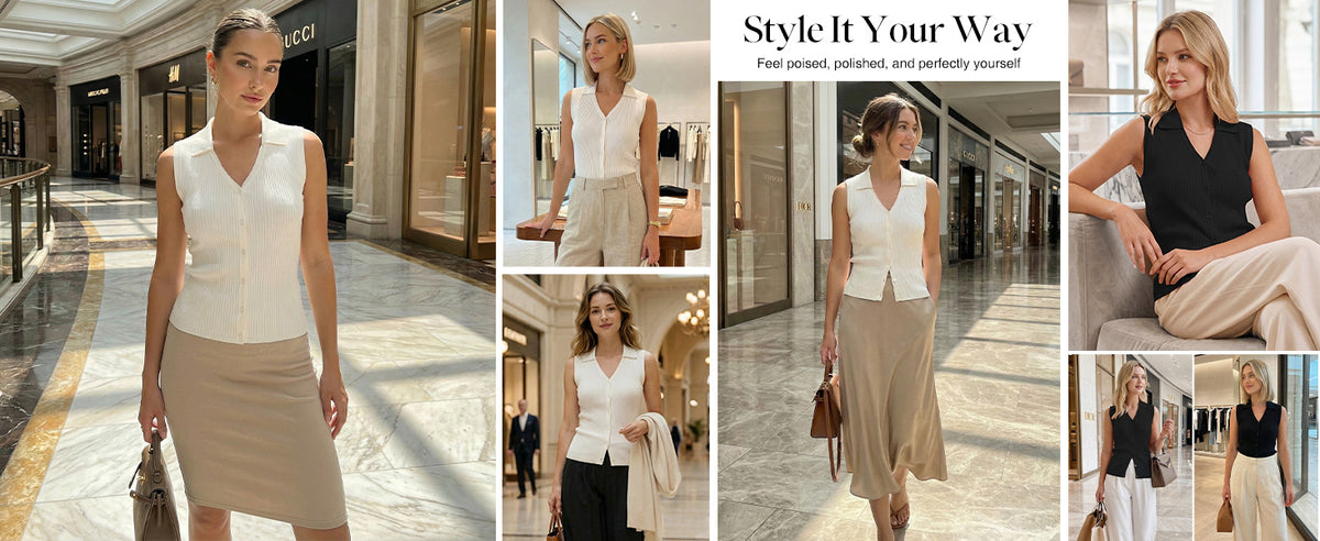 Women's Slim Fit Button Down Fall Business Casual Tank Tops 2026 A+ 图文