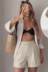 Women's Linen Blend Wide Leg Business Casual Dressy Shorts