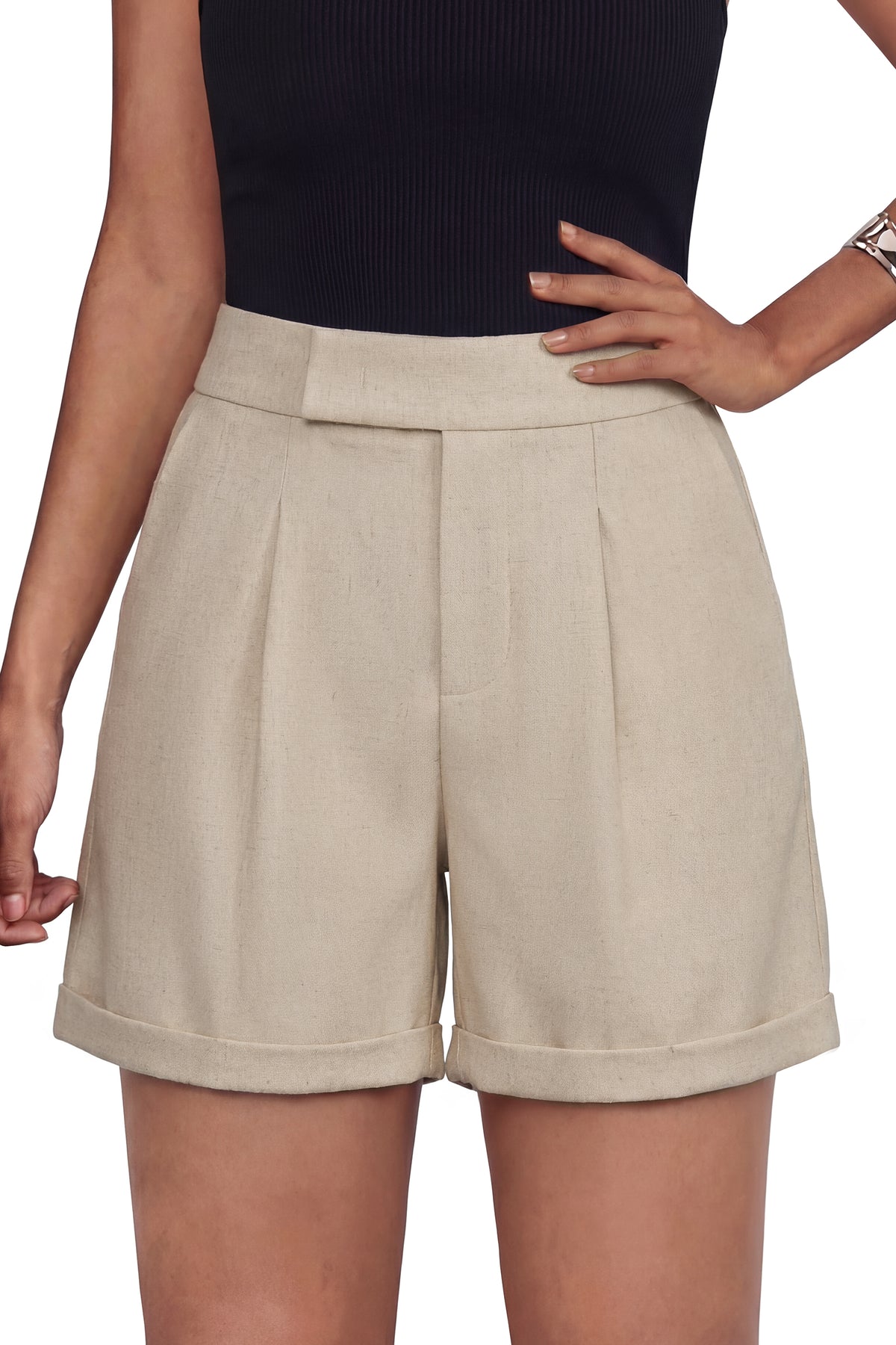Arach&Cloz Linen-Blend Wide-Leg Shorts — product image 19