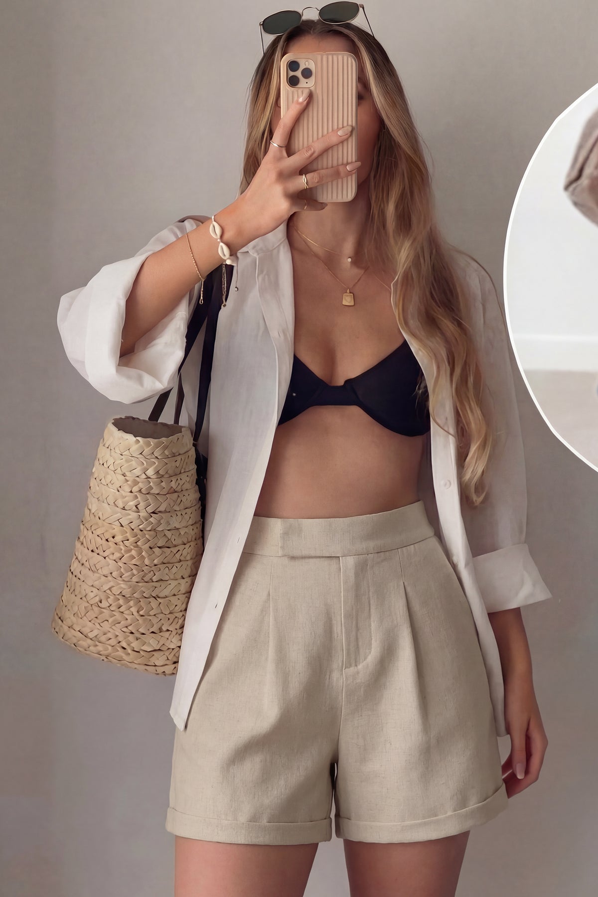 Arach&Cloz Linen-Blend Wide-Leg Shorts — product image 24