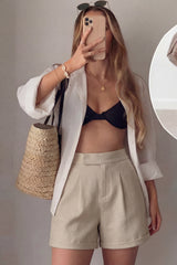 Women's Linen Blend Wide Leg Business Casual Dressy Shorts