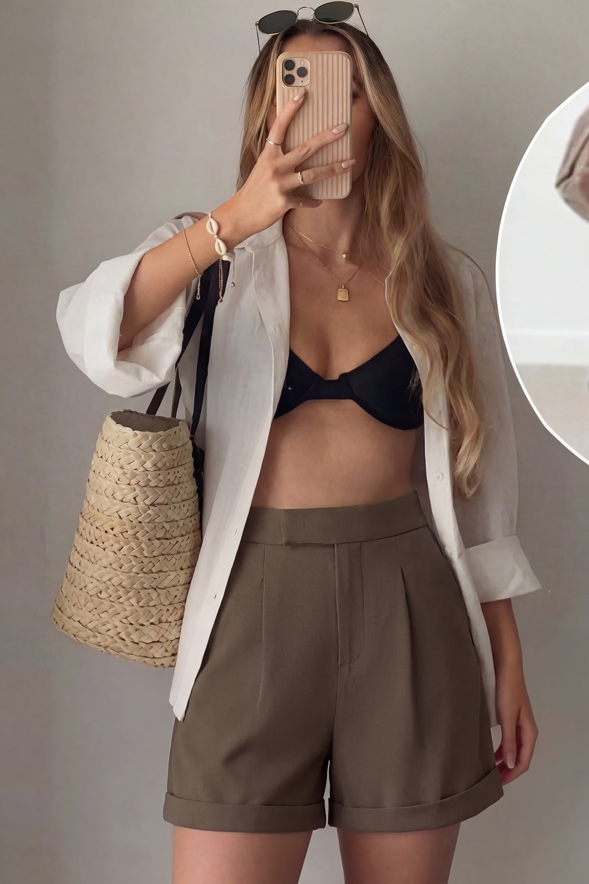 Arach&Cloz Linen-Blend Wide-Leg Shorts — product image 30