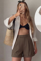 Women's Linen Blend Wide Leg Business Casual Dressy Shorts
