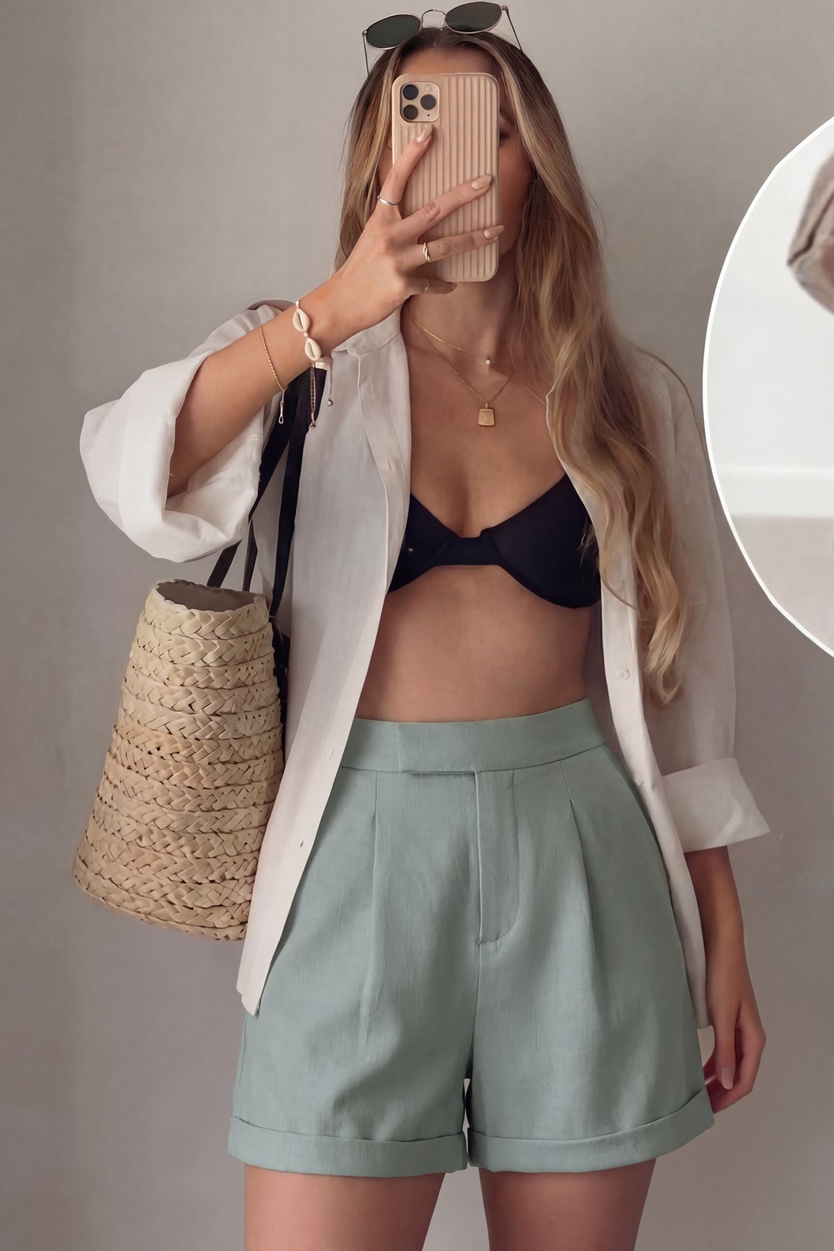 Arach&Cloz Linen-Blend Wide-Leg Shorts — product image 36