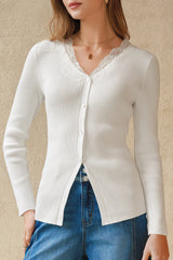 Arach&Cloz Women's 100% Cotton Lace Button Slim Fitted Cardigan(2026)
