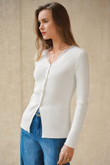 Arach&Cloz Women's 100% Cotton Lace Button Slim Fitted Cardigan(2026)