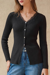 Arach&Cloz Women's 100% Cotton Lace Button Slim Fitted Cardigan(2026)