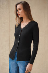 Arach&Cloz Women's 100% Cotton Lace Button Slim Fitted Cardigan(2026)