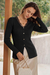 Arach&Cloz Women's 100% Cotton Lace Button Slim Fitted Cardigan(2026)