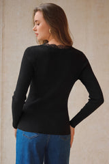 Arach&Cloz Women's 100% Cotton Lace Button Slim Fitted Cardigan(2026)