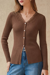 Arach&Cloz Women's 100% Cotton Lace Button Slim Fitted Cardigan(2026)
