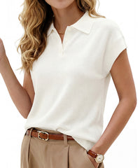 Arach&Cloz Women's Wool Blend Cap Sleeve Polo Sweater Vest(2026)