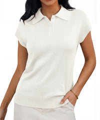 Arach&Cloz Women's Wool Blend Cap Sleeve Polo Sweater Vest(2026)