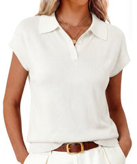Arach&Cloz Women's Wool Blend Cap Sleeve Polo Sweater Vest(2026)