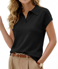 Arach&Cloz Women's Wool Blend Cap Sleeve Polo Sweater Vest(2026)
