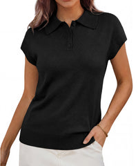 Arach&Cloz Women's Wool Blend Cap Sleeve Polo Sweater Vest(2026)