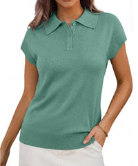 Arach&Cloz Women's Wool Blend Cap Sleeve Polo Sweater Vest(2026)