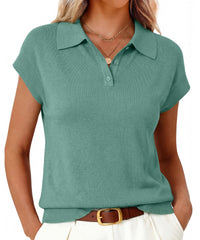Arach&Cloz Women's Wool Blend Cap Sleeve Polo Sweater Vest(2026)