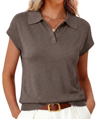 Arach&Cloz Women's Wool Blend Cap Sleeve Polo Sweater Vest(2026)