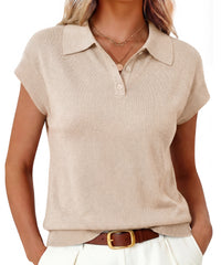Arach&Cloz Women's Wool Blend Cap Sleeve Polo Sweater Vest(2026)