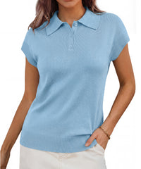 Arach&Cloz Women's Wool Blend Cap Sleeve Polo Sweater Vest(2026)