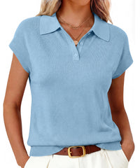 Arach&Cloz Women's Wool Blend Cap Sleeve Polo Sweater Vest(2026)
