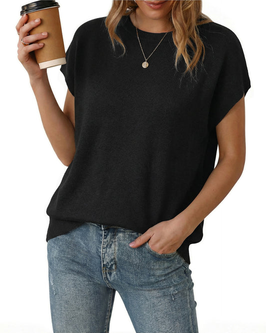 Arach&Cloz Women's Wool Blend Oversized Short-Sleeve Sweater(2026)
