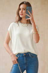 Arach&Cloz Women's Wool Blend Oversized Short-Sleeve Sweater(2026)