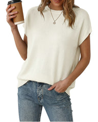 Arach&Cloz Women's Wool Blend Oversized Short-Sleeve Sweater(2026)