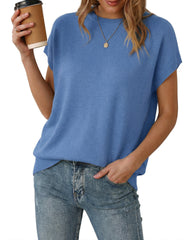 Arach&Cloz Women's Wool Blend Oversized Short-Sleeve Sweater(2026)