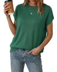 Arach&Cloz Women's Wool Blend Oversized Short-Sleeve Sweater(2026)