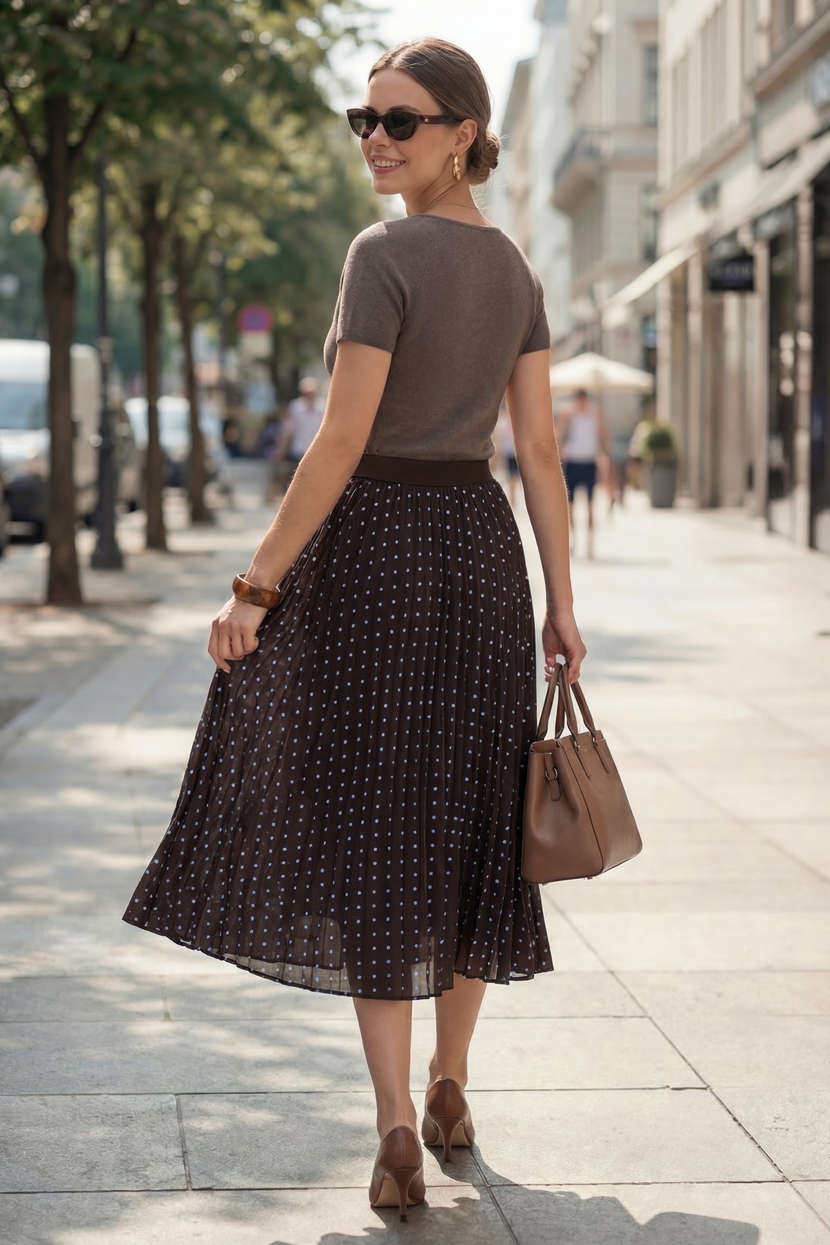 Arach&Cloz Chiffon Elastic-Waist A-Line Pleated Skirt — product image 12