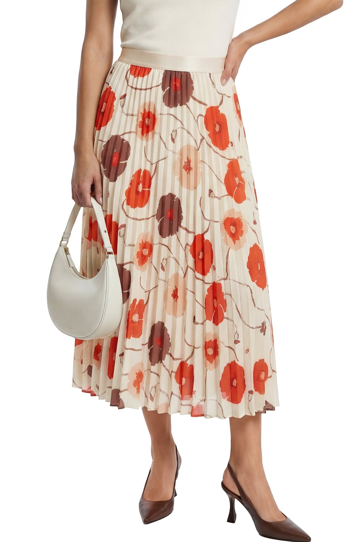 Arach&Cloz Chiffon Elastic-Waist A-Line Pleated Skirt — product image 15