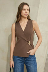 Arach&Cloz Women's Lyocell Blend Wrapped V-Neck Vest (2026)