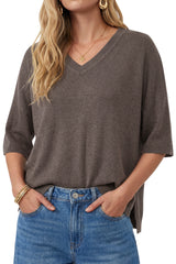 Arach&Cloz Women's Oversized Wool Blend Elbow-Sleeve Summer Sweater