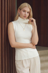 Women's Wool Blend Slim Fit Turtleneck Fall Casual Tank Tops