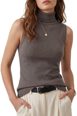 Women's Wool Blend Slim Fit Turtleneck Fall Casual Tank Tops