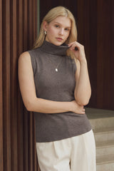 Women's Wool Blend Slim Fit Turtleneck Fall Casual Tank Tops