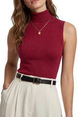Women's Wool Blend Slim Fit Turtleneck Fall Casual Tank Tops