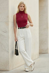Women's Wool Blend Slim Fit Turtleneck Fall Casual Tank Tops